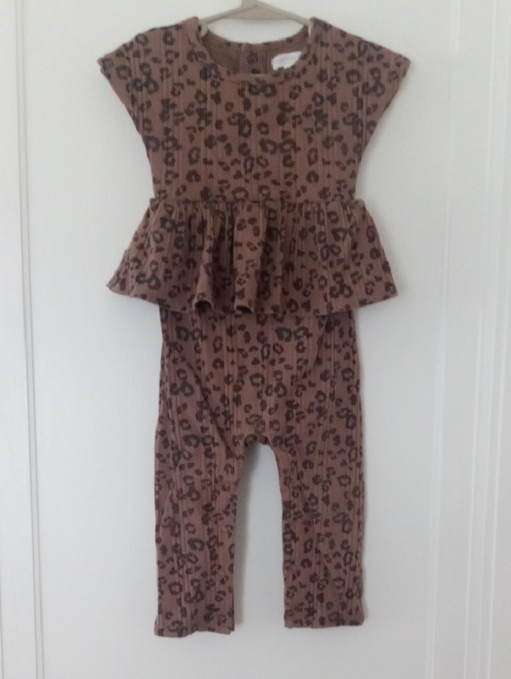Leopard Print Ruffled Baby Romper - Brown 18 month